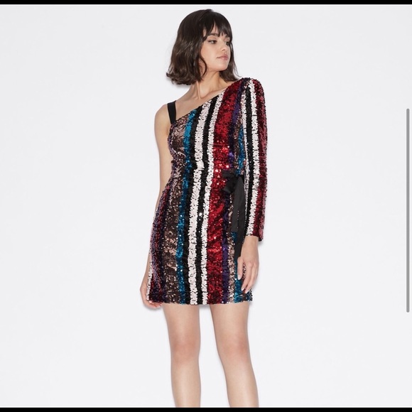 Armani Exchange Sequin sparkling one shoulder dress - Picture 3 of 13